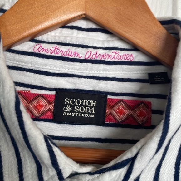 Scotch & Soda Black and White Striped Polo Shirt - Picture 2 of 7